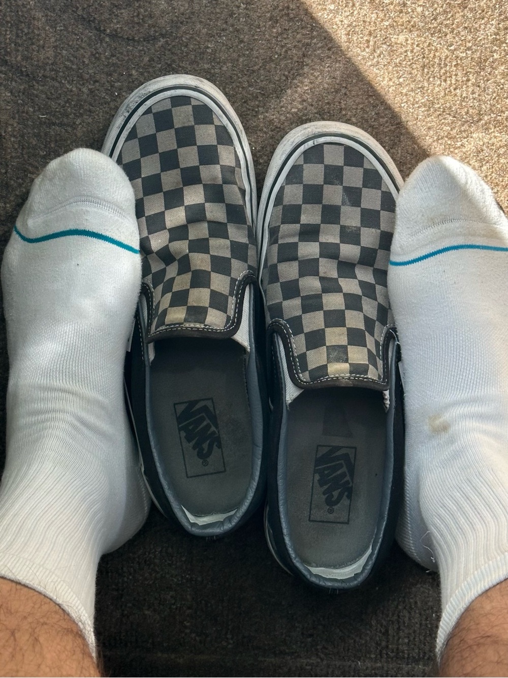 Vans Checkerboard Slip-On Sneakers - Black & Gray Size 9.5